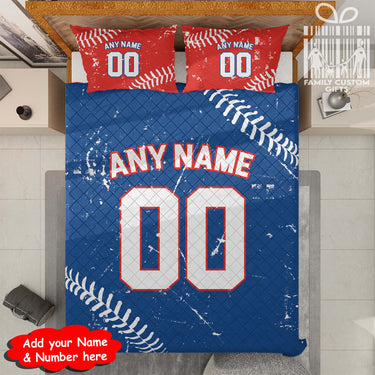 Custom Quilt Sets Toronto Jersey Personalized Baseball Premium Quilt Bedding for Men Women